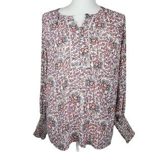 Loft Floral Peasant Blouse Tunic Top S